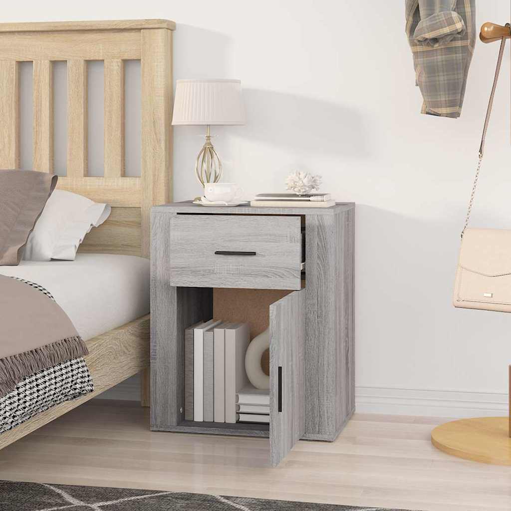 Vidaxl nachtkastje 50x36x60 cm bewerkt hout grijs sonoma eikenkleurig
