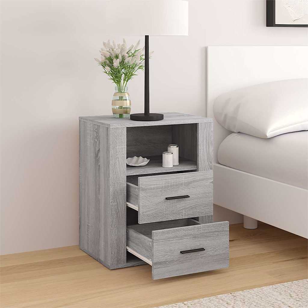 Vidaxl nachtkastje 50x36x60 cm bewerkt hout grijs sonoma eikenkleurig