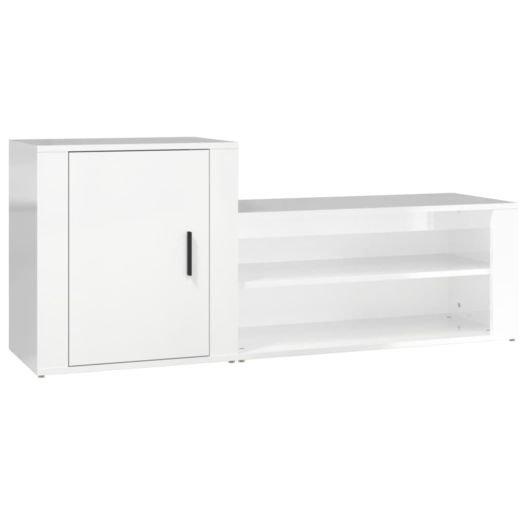 Vidaxl Cabinet da scarpe 130x35x54 cm Bianco di lucentezza in legno trasformato