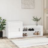 Vidaxl Cabinet da scarpe 130x35x54 cm Bianco di lucentezza in legno trasformato