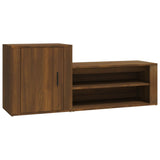 Vidaxl Shoe Cabinet 130x35x54 cm skåret træbrun eg farve