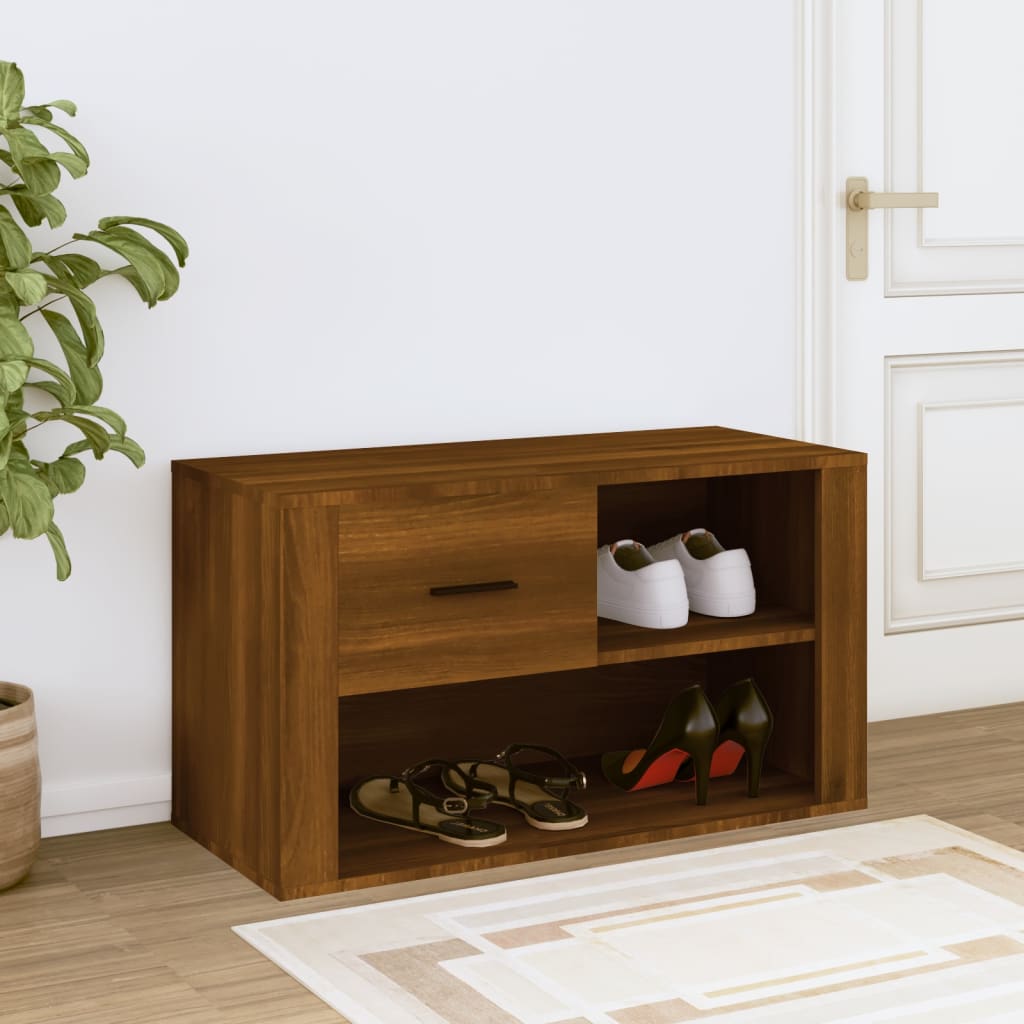 Armoire à chaussures Vidaxl 80x35x45 cm Couleur de chêne brun en bois propriété