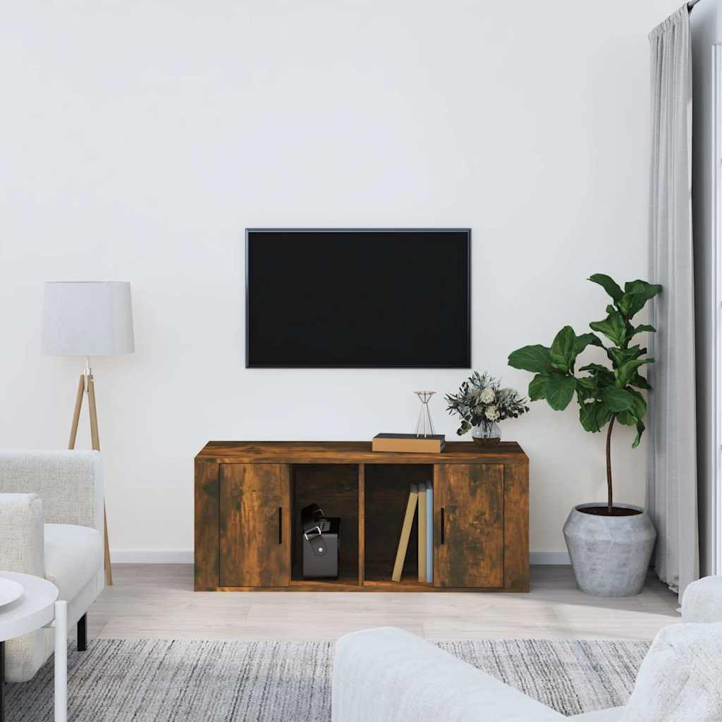 Vidaxl tv-meubel 100x35x40 cm bewerkt hout gerookt eikenkleurig