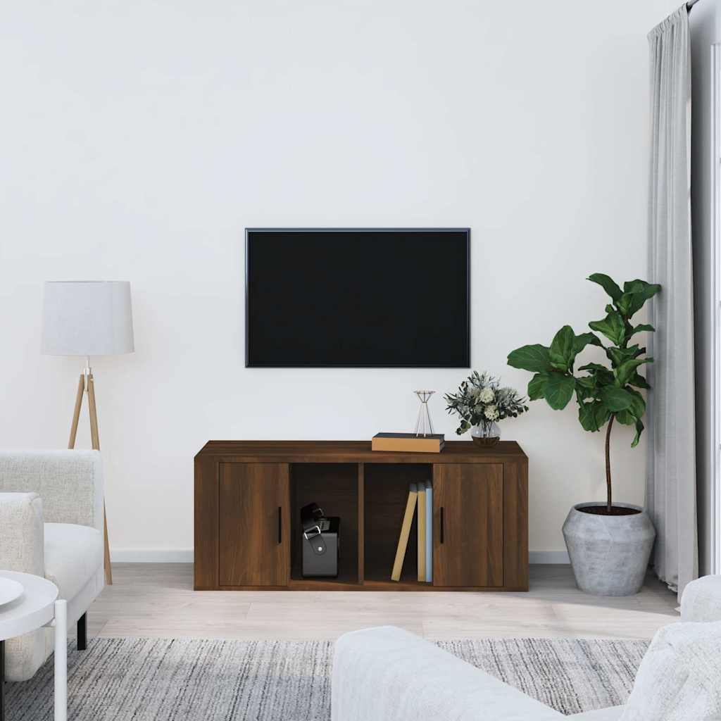 Vidaxl tv-meubel 100x35x40 cm bewerkt hout bruin eikenkleur
