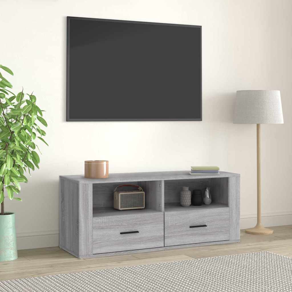 Vidaxl tv-meubel 100x35x40 cm bewerkt hout grijs sonoma eikenkleurig