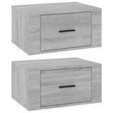 Vidaxl nachtkastjes 2 st wandgemonteerd 50x36x25 cm grijs sonoma eiken