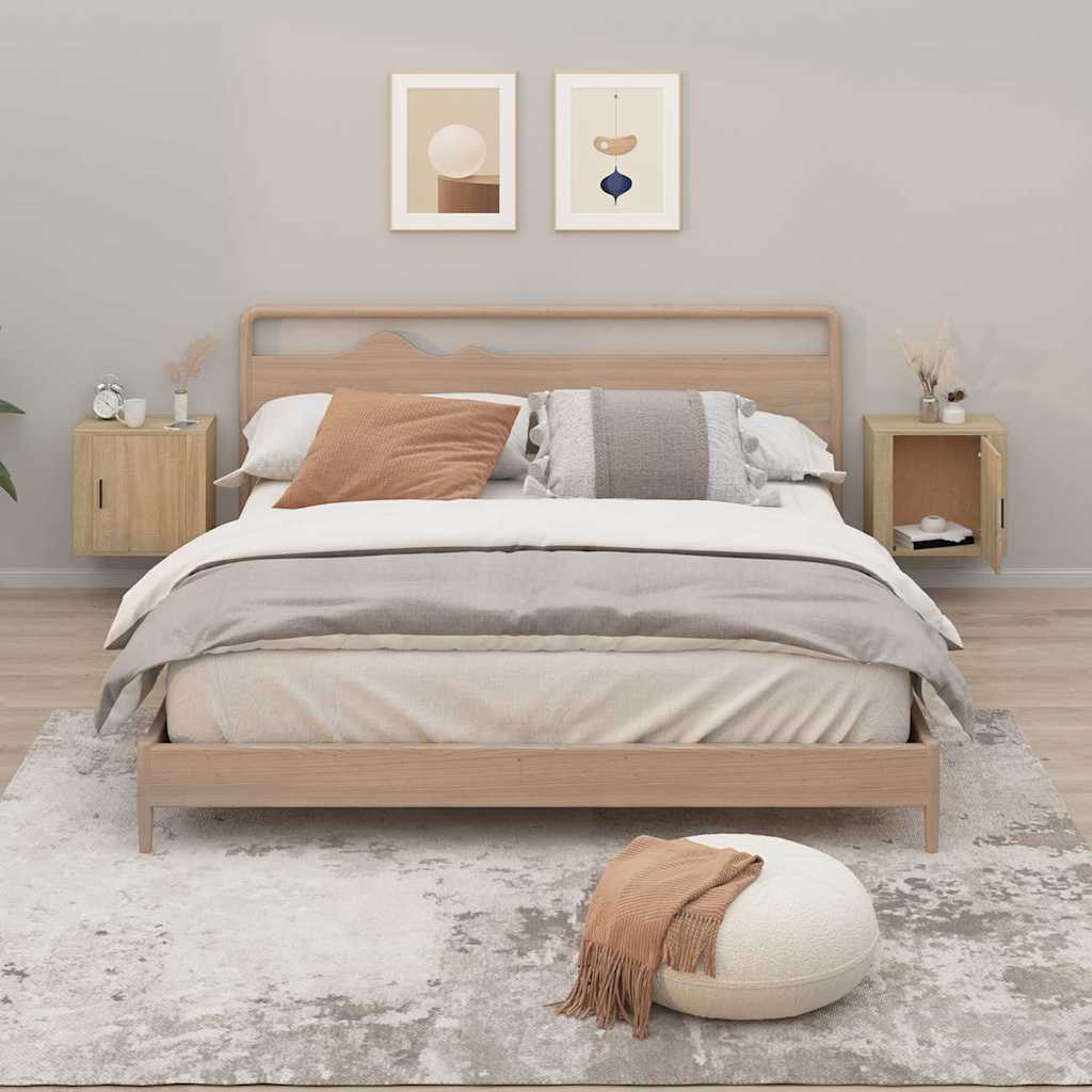 Vidaxl nachtkastjes 2 st wandgemonteerd 50x30x47 cm sonoma eikenkleur