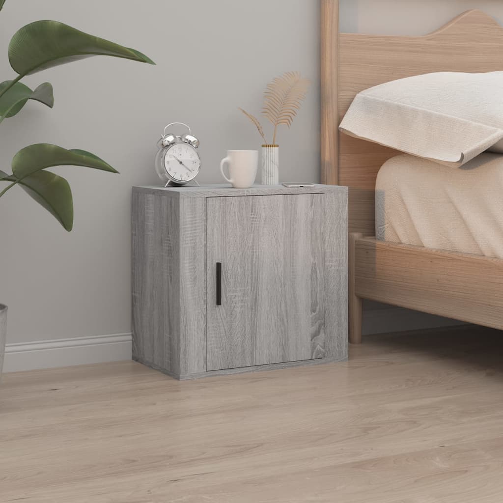 Vidaxl nachtkastjes 2 st wandgemonteerd 50x30x47 cm grijs sonoma eiken