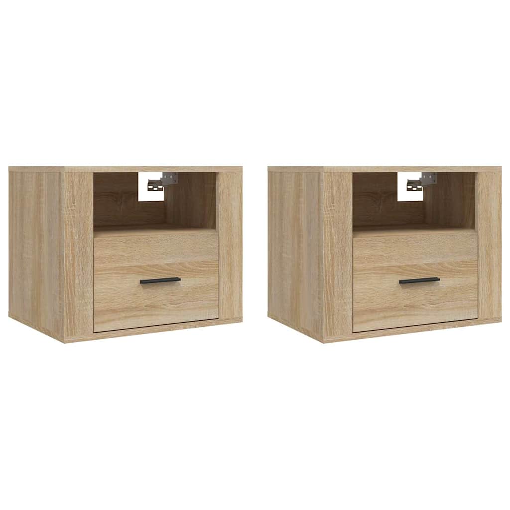 Vidaxl nachtkastjes 2 st wandgemonteerd 50x36x40 cm sonoma eikenkleur