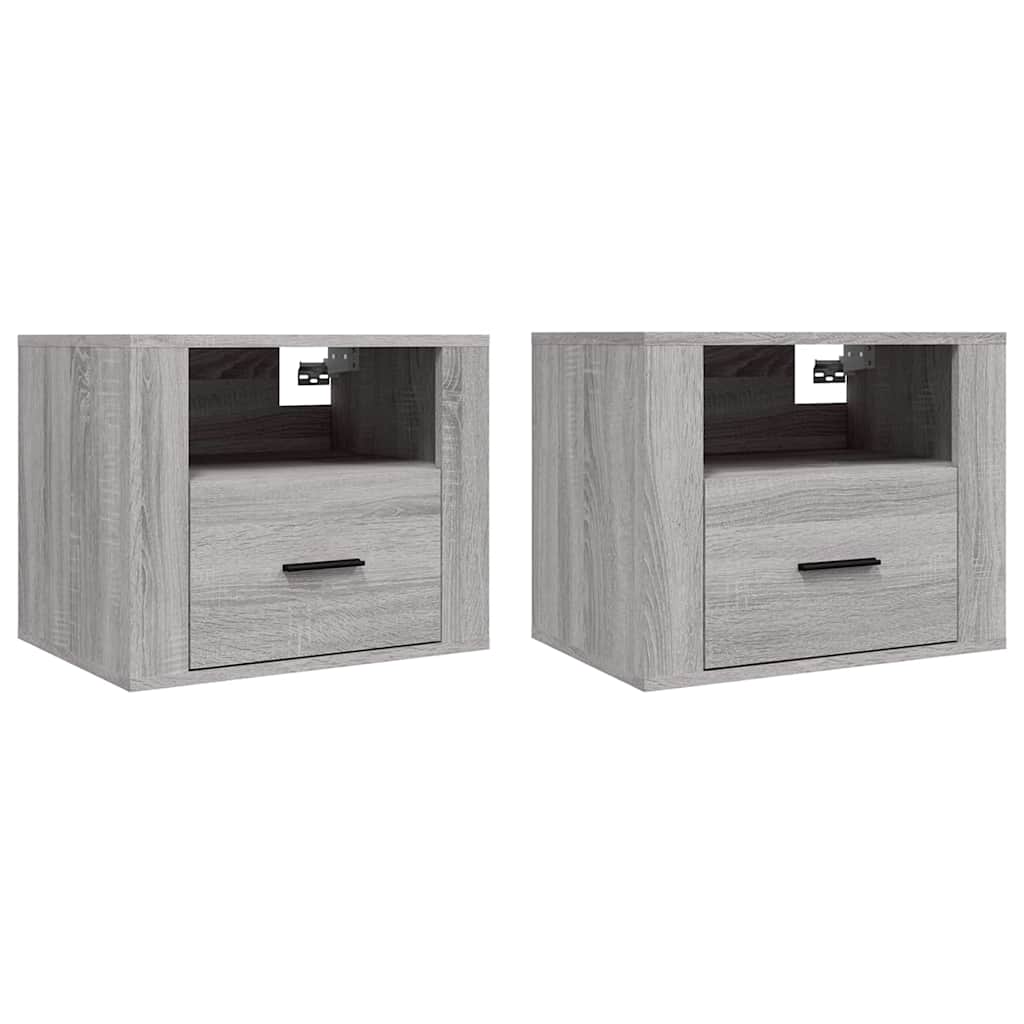 Vidaxl nachtkastjes 2 st wandgemonteerd 50x36x40 cm grijs sonoma eiken