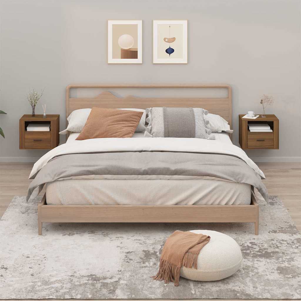 Vidaxl nachtkastjes 2 st wandgemonteerd 50x36x40 cm bruin eikenkleur