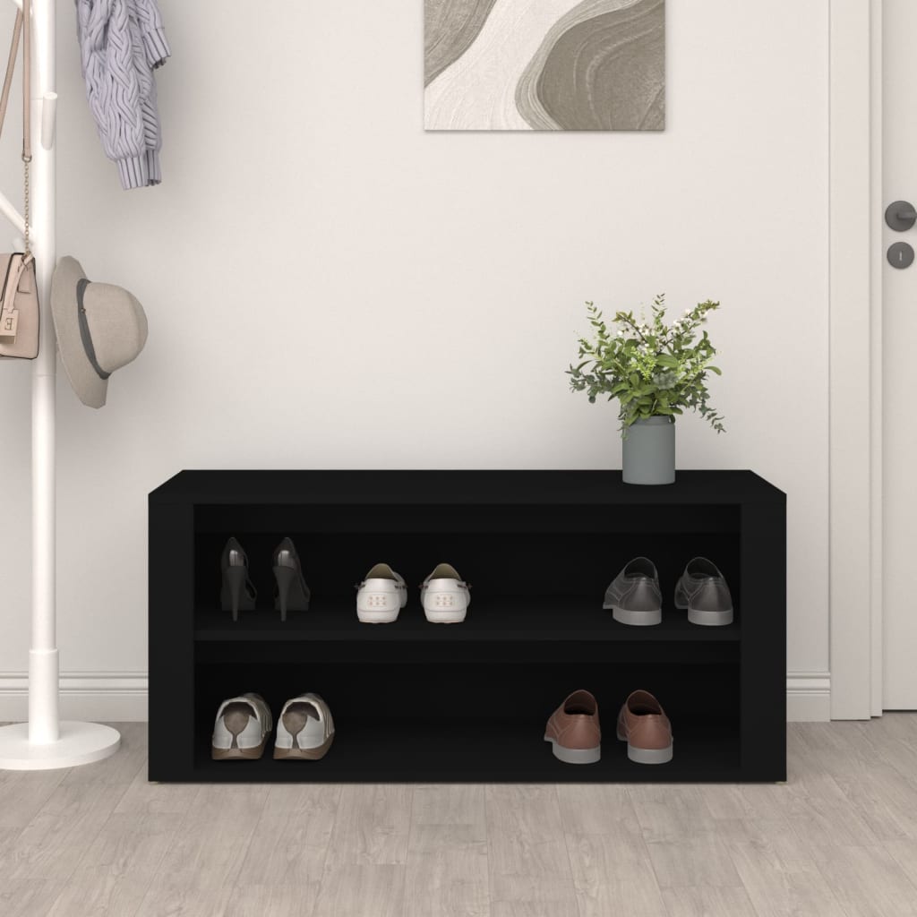 Vidaxl Shoe Rack 100x35x45 cm Propjektert tre svart