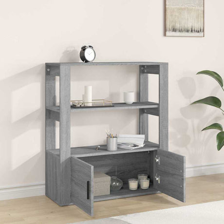 Vidaxl dressoir 80x30x90 cm bewerkt hout grijs sonoma eikenkleurig