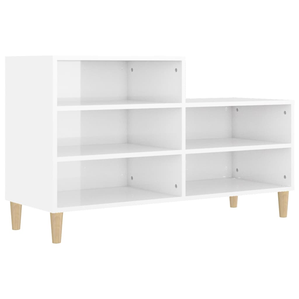 Vidaxl Cabinet da scarpe 102x36x60 cm Bianco lucido in legno trasformato