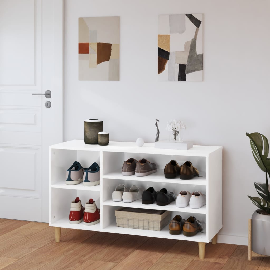 Vidaxl Shoe Cabinet 102x36x60 cm Forarbejdet træ Højglans hvid