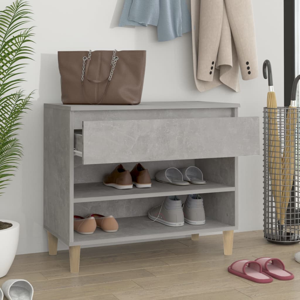 Vidaxl Shoe Cabinet 70x36x60 cm Forarbejdet træ Betongrijs