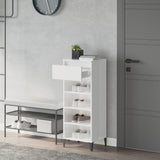Vidaxl schoenenrek 40x36x105 cm bewerkt hout hoogglans wit