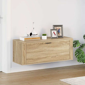 Vidaxl wandschoenenkast 100x35x38 cm bewerkt hout sonoma eiken