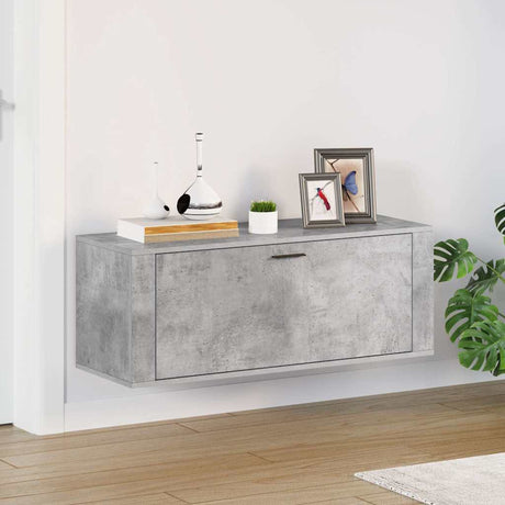 Vidaxl wandschoenenkast 100x35x38 cm bewerkt hout betongrijs