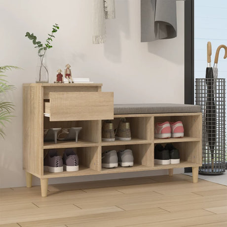 Vidaxl schoenenkast 102x36x60 cm bewerkt hout sonoma eikenkleurig