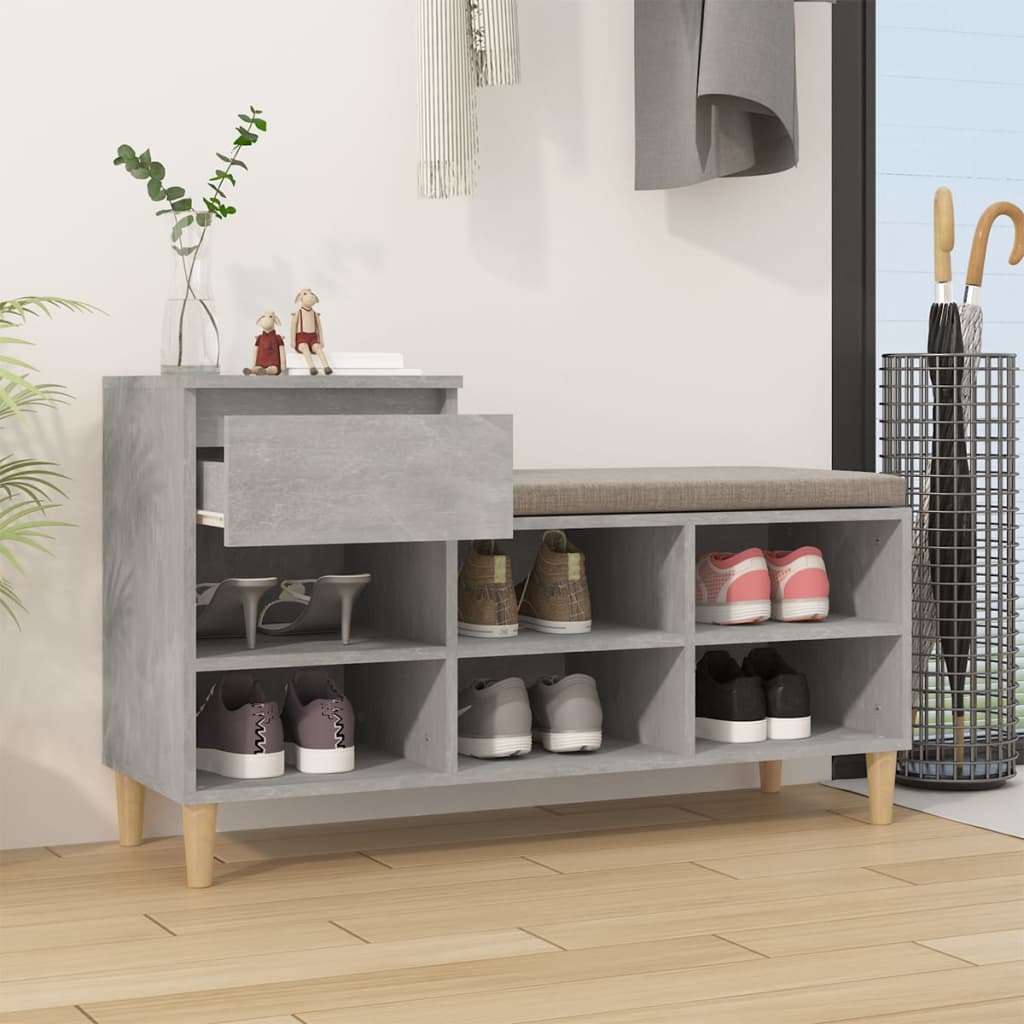 Vidaxl schoenenkast 102x36x60 cm bewerkt hout betongrijs