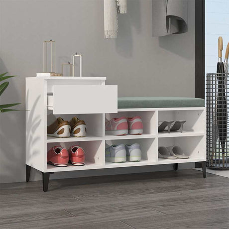 Vidaxl schoenenkast 102x36x60 cm bewerkt hout hoogglans wit