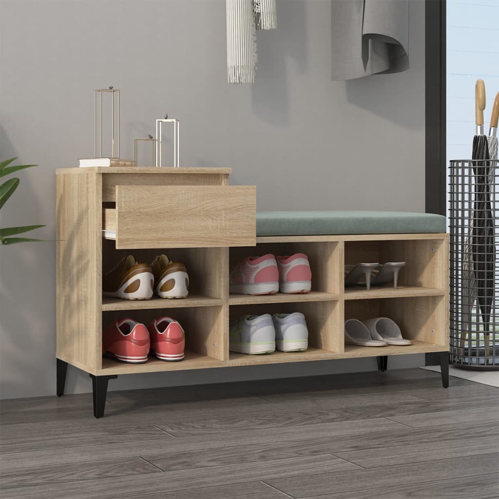 Vidaxl schoenenkast 102x36x60 cm bewerkt hout sonoma eikenkleurig