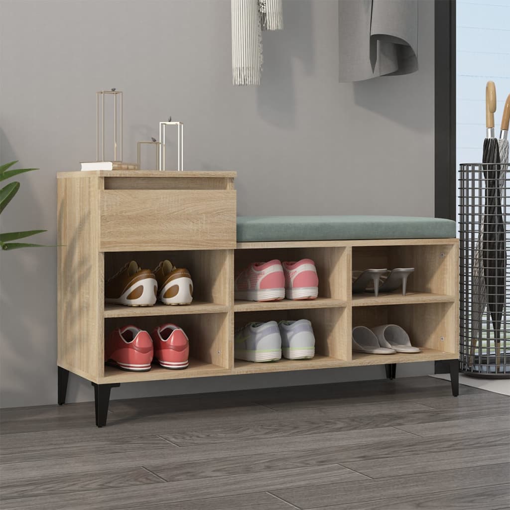 Vidaxl schoenenkast 102x36x60 cm bewerkt hout sonoma eikenkleurig