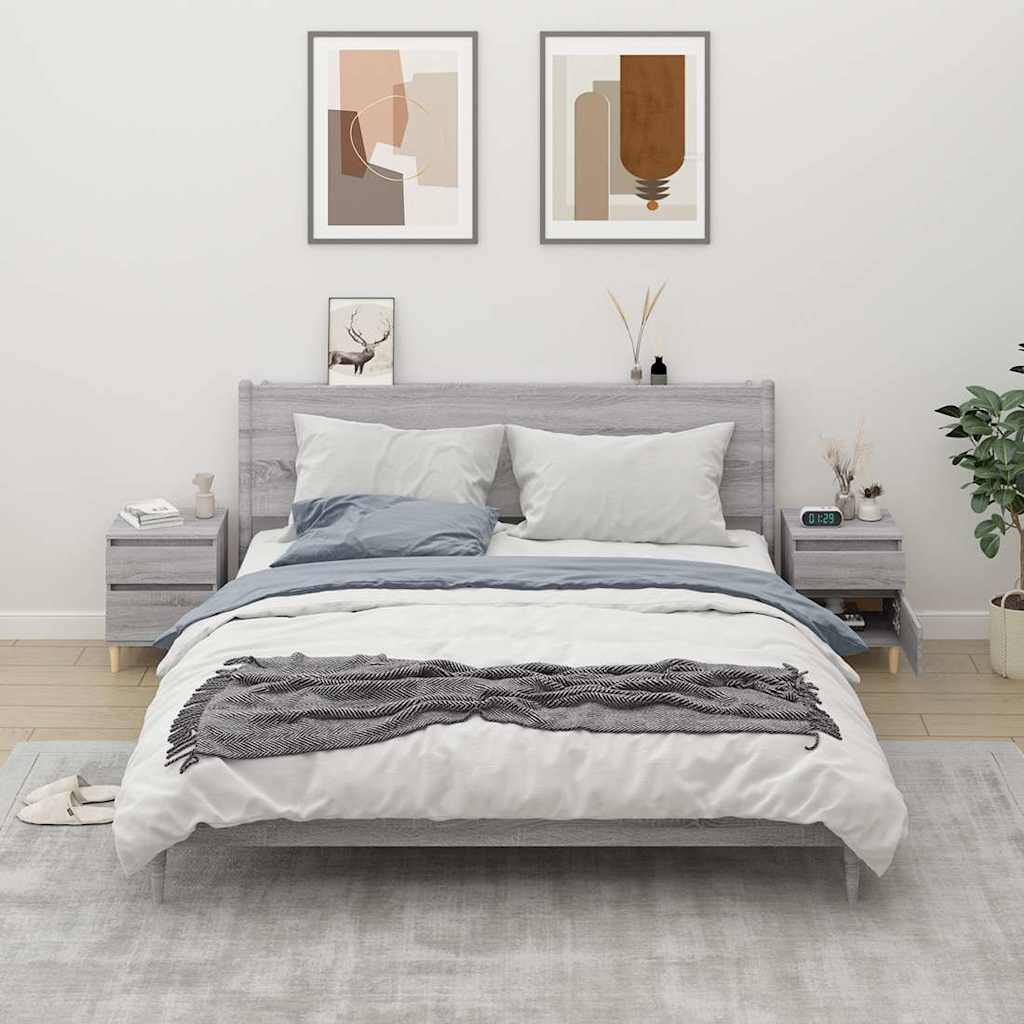 Vidaxl nachtkastjes 2 st 40x35x50 cm grijs sonoma eikenkleurig