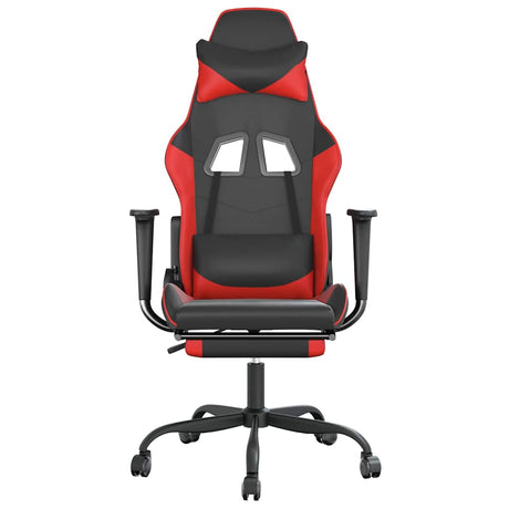 Vidaxl gamestoel met voetensteun kunstleer zwart en rood