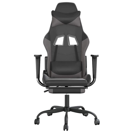Vidaxl gamestoel met voetensteun kunstleer zwart en grijs