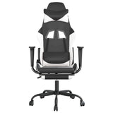 Vidaxl gamestoel met voetensteun kunstleer zwart en wit