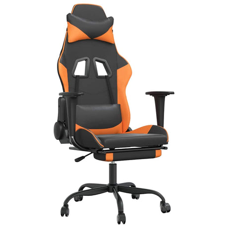 Vidaxl gamestoel met voetensteun kunstleer zwart en oranje