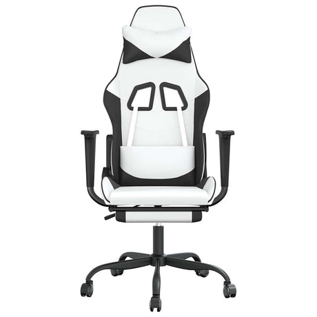 Vidaxl gamestoel met voetensteun kunstleer wit en zwart