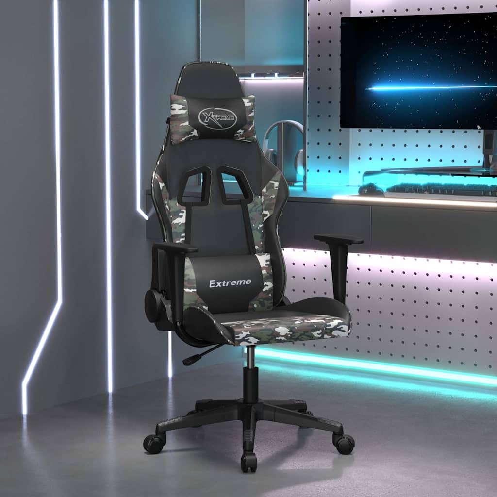 Vidaxl gamestoel kunstleer zwart en camouflage