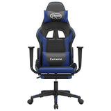 Vidaxl gamestoel met voetensteun kunstleer zwart en blauw