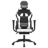 Vidaxl gamestoel met voetensteun kunstleer zwart en wit