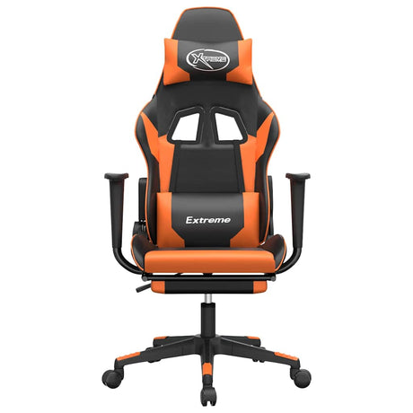 Vidaxl gamestoel met voetensteun kunstleer zwart en oranje
