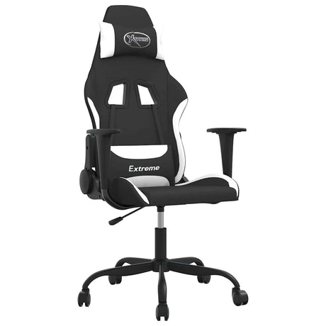 Vidaxl gamestoel stof zwart en wit
