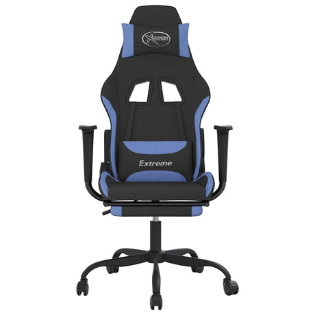 Vidaxl gamestoel met voetensteun stof zwart en blauw