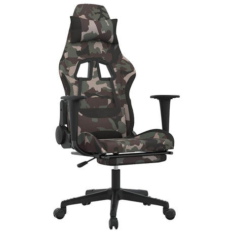 Vidaxl gamestoel met voetensteun stof camouflage en zwart