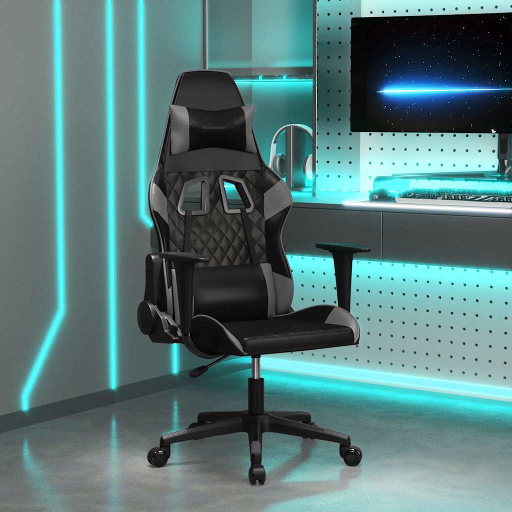 Vidaxl gamestoel kunstleer zwart en grijs