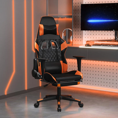 Vidaxl gamestoel met voetensteun kunstleer zwart en oranje