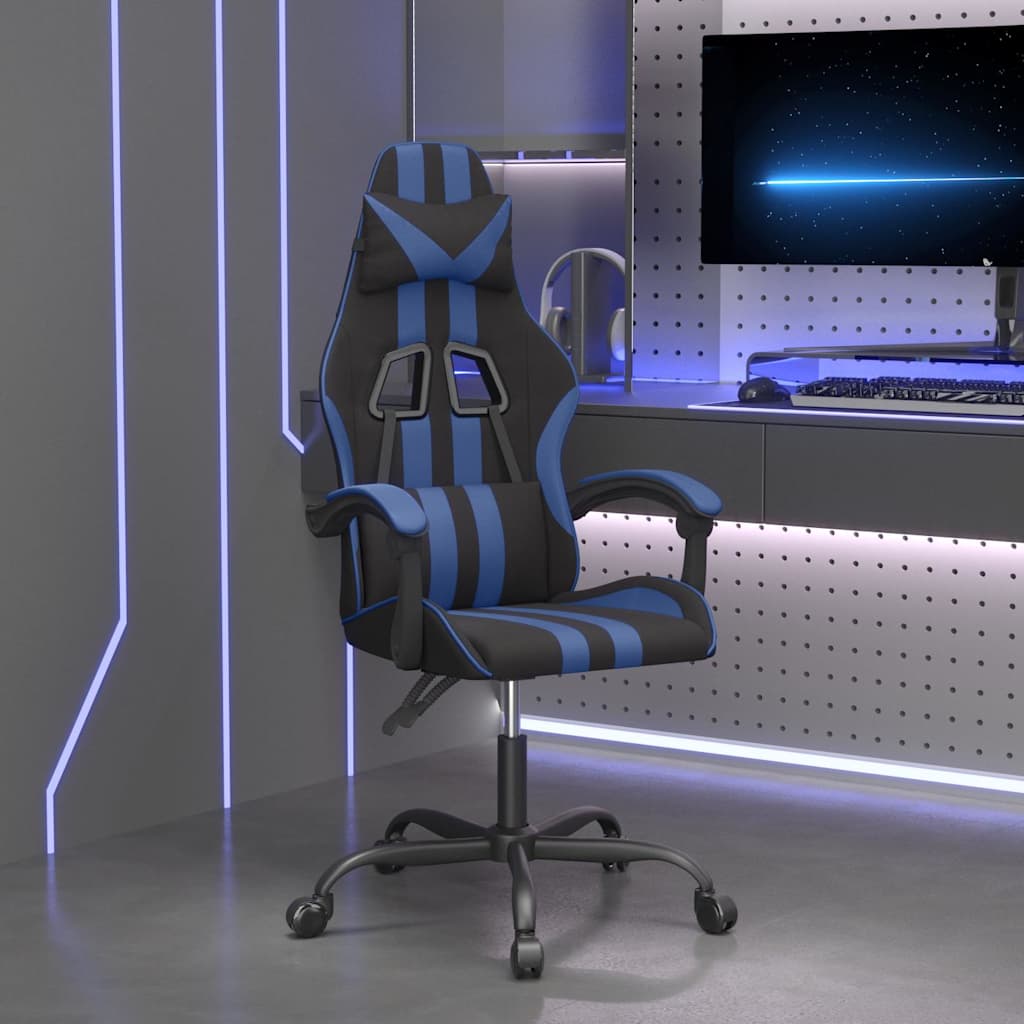 Vidaxl gamestoel kunstleer zwart en blauw