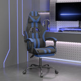 Vidaxl gamestoel met voetensteun kunstleer zwart en blauw