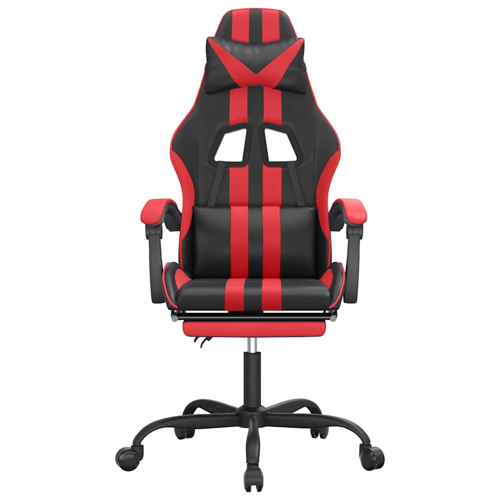 Vidaxl gamestoel met voetensteun kunstleer zwart en rood