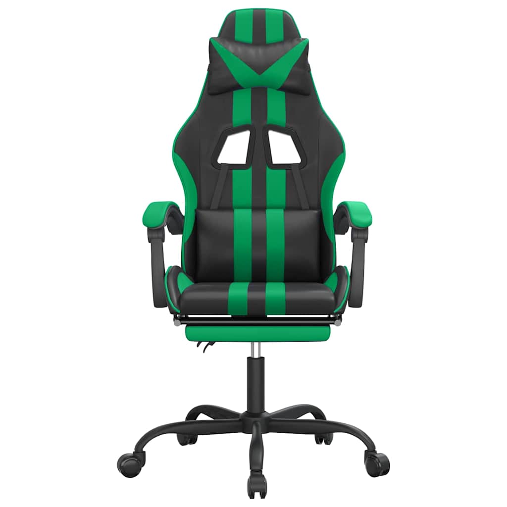 Vidaxl gamestoel met voetensteun kunstleer zwart en groen