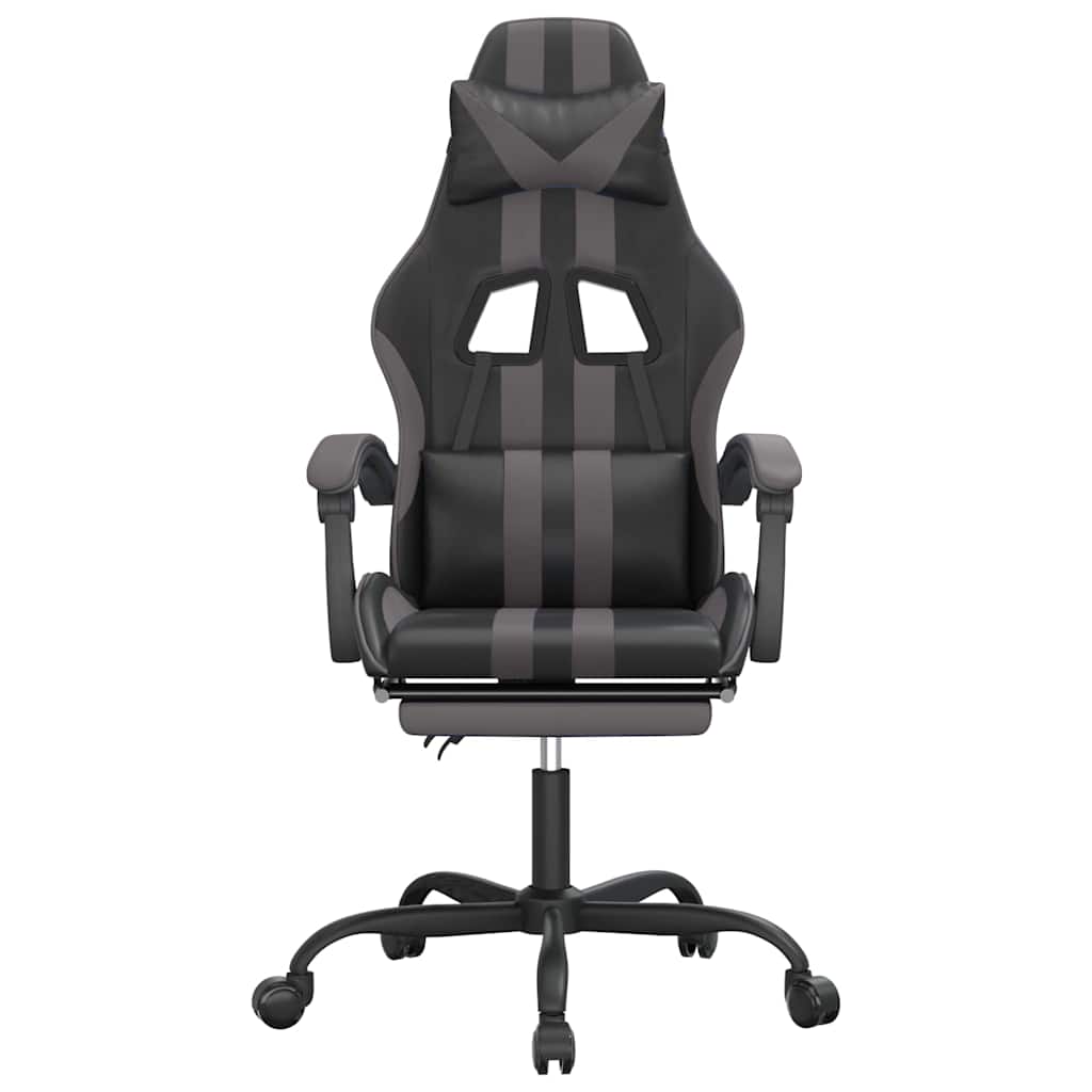 Vidaxl gamestoel met voetensteun kunstleer zwart en grijs