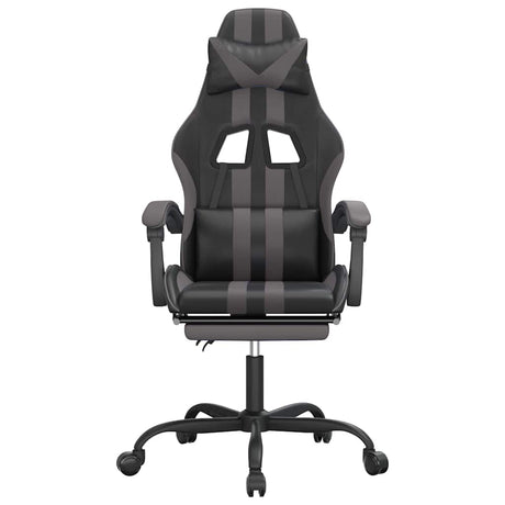 Vidaxl gamestoel met voetensteun kunstleer zwart en grijs
