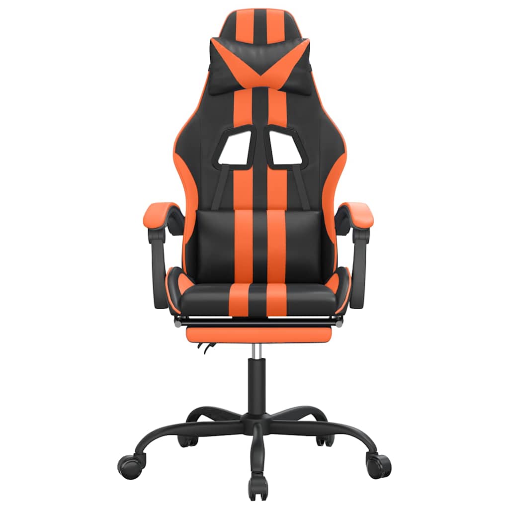 Vidaxl gamestoel met voetensteun kunstleer zwart en oranje
